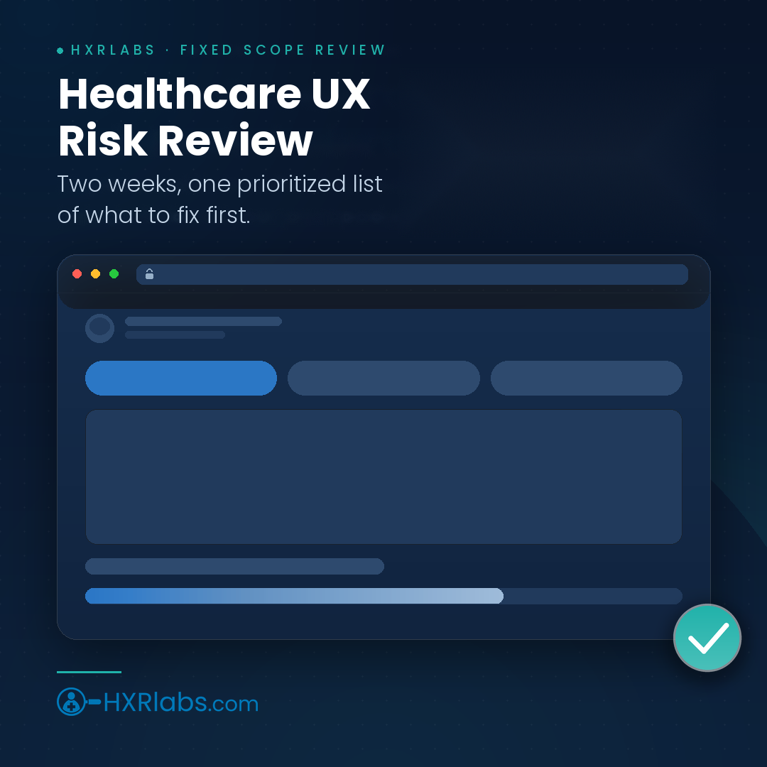 Healthcare UX Risk Review card